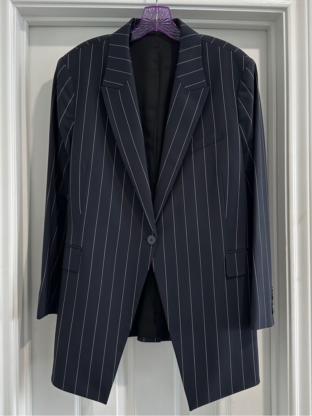 Theory Etiennette Navy Pinstripe Blazer in Good Wool - NWT - 18